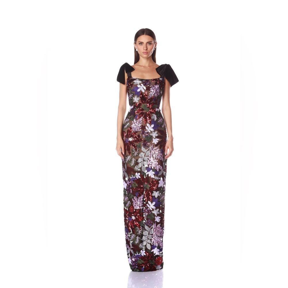 NWOT BRONX AND BANCO Dahlia Maxi Dress in Purple Multi, evening ,wedding guest